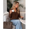 ZESICA Womens Long Sleeve Bow Sweaters Pullover Knit Tops 2026 Fall Clothes(Coffee)