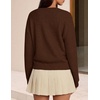 ZESICA Womens Long Sleeve Bow Sweaters Pullover Knit Tops 2026 Fall Clothes(Coffee)