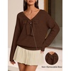 ZESICA Womens Long Sleeve Bow Sweaters Pullover Knit Tops 2026 Fall Clothes(Coffee)