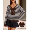 ZESICA Womens Long Sleeve Bow Sweaters Pullover Knit Tops 2026 Fall Clothes(Grey)