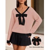 ZESICA Womens Long Sleeve Bow Sweaters Pullover Knit Tops 2026 Fall Clothes(Pink)