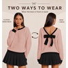 ZESICA Womens Long Sleeve Bow Sweaters Pullover Knit Tops 2026 Fall Clothes(Pink)