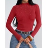 ZESICA Women’s Long Sleeve Bussiness Casual Fashion Knit Sweater Tops(Red)