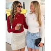 ZESICA Women’s Long Sleeve Bussiness Casual Fashion Knit Sweater Tops(Red)