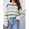 ZESICA Womens Striped Fall Winter Sweaters Oversize Cozy Casual Work Outfit(Beige)