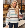 ZESICA Womens Striped Fall Winter Sweaters Oversize Cozy Casual Work Outfit(Beige)