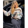 ZESICA Womens Striped Fall Winter Sweaters Oversize Cozy Casual Work Outfit(Beige)