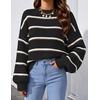 ZESICA Womens Striped Fall Winter Sweaters Oversize Cozy Casual Work Outfit(Black)