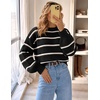 ZESICA Womens Striped Fall Winter Sweaters Oversize Cozy Casual Work Outfit(Black)