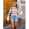 ZESICA Womens Striped Fall Winter Sweaters Oversize Cozy Casual Work Outfit(Ivory)