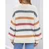ZESICA Womens Striped Fall Winter Sweaters Oversize Cozy Casual Work Outfit(Ivory)