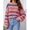 ZESICA Womens Striped Fall Winter Sweaters Oversize Cozy Casual Work Outfit(Pink)