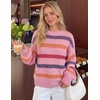 ZESICA Womens Striped Fall Winter Sweaters Oversize Cozy Casual Work Outfit(Pink)