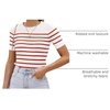 ZESICA Women’s Striped Short Sleeve Ribbed Knit Fitted T Shirts(Red)