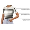 ZESICA Women’s Striped Short Sleeve Ribbed Knit Fitted T Shirts(White)