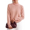 ZESICA Fall 2026 Scalloped Mock Neck Pullover Sweaters for Women(Pink)