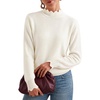 ZESICA Fall 2026 Scalloped Mock Neck Pullover Sweaters for Women(White)