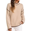 ZESICA Fall Sweater for Women Mock Neck Oversized Outfits(Apricot)