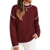 ZESICA Fall Sweater for Women Mock Neck Oversized Outfits(Wine)