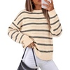 ZESICA Women’s 2026 Casual Long Sleeve Striped Pullover Sweaters(Apricot)