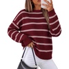 ZESICA Women’s 2026 Casual Long Sleeve Striped Pullover Sweaters(Burgundy)