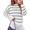 ZESICA Women’s 2026 Casual Long Sleeve Striped Pullover Sweaters(White)