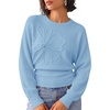 ZESICA Womens 2026 Fall Long Sleeve Floral Ruched Cute Sweaters(Blue)