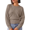 ZESICA Womens 2026 Fall Long Sleeve Floral Ruched Cute Sweaters(Cashmere)