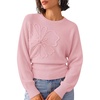 ZESICA Womens 2026 Fall Long Sleeve Floral Ruched Cute Sweaters(Pink)