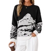 ZESICA Women’s 2026 Fall Winter Crewneck Oversized Printed Sweaters(Black)