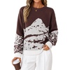ZESICA Women’s 2026 Fall Winter Crewneck Oversized Printed Sweaters(Brown)