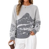 ZESICA Women’s 2026 Fall Winter Crewneck Oversized Printed Sweaters(Grey)