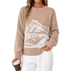 ZESICA Women’s 2026 Fall Winter Crewneck Oversized Printed Sweaters(Sand)
