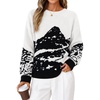 ZESICA Women’s 2026 Fall Winter Crewneck Oversized Printed Sweaters(White)
