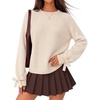 ZESICA Womens Fall Cute Bow Cable Knit Pullover Cozy Sweaters(Apricot)