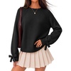 ZESICA Womens Fall Cute Bow Cable Knit Pullover Cozy Sweaters(Black)