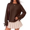 ZESICA Womens Fall Cute Bow Cable Knit Pullover Cozy Sweaters(Brown)