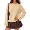 ZESICA Womens Fall Cute Bow Cable Knit Pullover Cozy Sweaters(Light Yellow)
