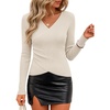 ZESICA Womens Fall Wrap V Neck Ruched Long Sleeve Sweater Tops(Apricot)
