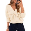 ZESICA Womens Long Sleeve Bow Sweaters Pullover Knit Tops 2026 Fall Clothes(Apricot)