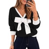 ZESICA Womens Long Sleeve Bow Sweaters Pullover Knit Tops 2026 Fall Clothes(Black)