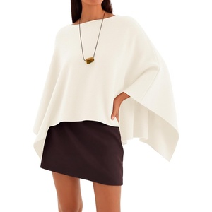 ZESICA Women’s Fall Batwing Oversized Knitted Shawls Poncho Sweaters(Beige)
