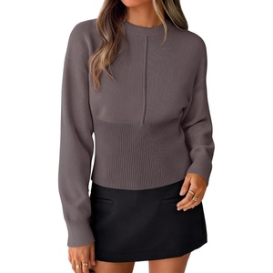 ZESICA Women’s Fall Sweaters Crewneck Cinched Waist Pullover Tops(Greytaupe)