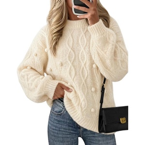 ZESICA Women’s Fall Winter Cable Knit Oversized Cozy Knit Pullover Sweaters(Apricot)
