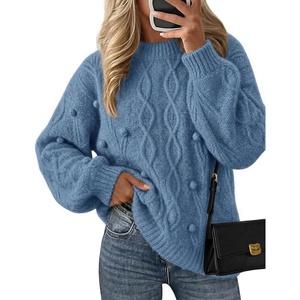 ZESICA Women’s Fall Winter Cable Knit Oversized Cozy Knit Pullover Sweaters(Dusty Blue)
