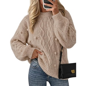 ZESICA Women’s Fall Winter Cable Knit Oversized Cozy Knit Pullover Sweaters(Light Khaki)