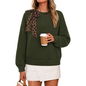 ZESICA Women’s Fall Winter Cute Bow Tie Oversized Sweaters(Armygreen)
