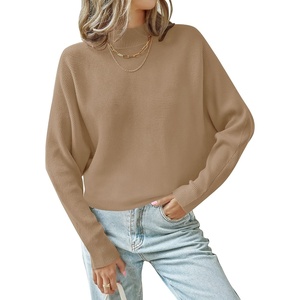ZESICA Women’s Fall Winter Turtleneck Long Batwing Sleeve Sweaters(Camel)