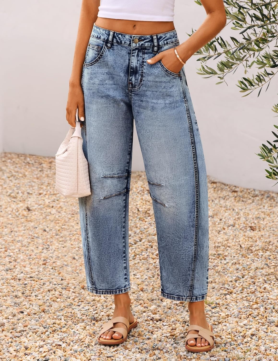 image:imageZESICA 2026 Barrel Jeans for Women Trendy Wide Leg PantsBlue