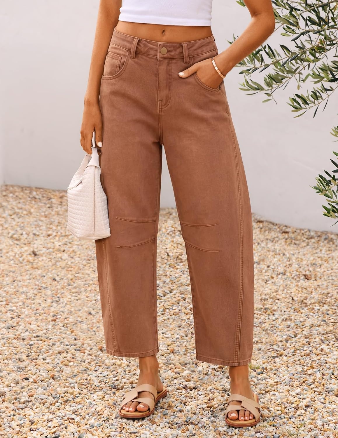 image:imageZESICA 2026 Barrel Jeans for Women Trendy Wide Leg PantsCaramel